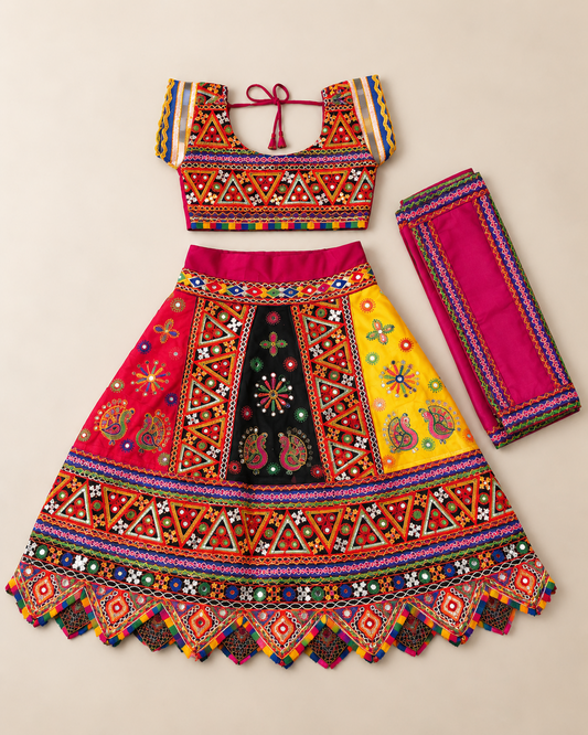 Rangoli Mirror-Work Lehenga Set