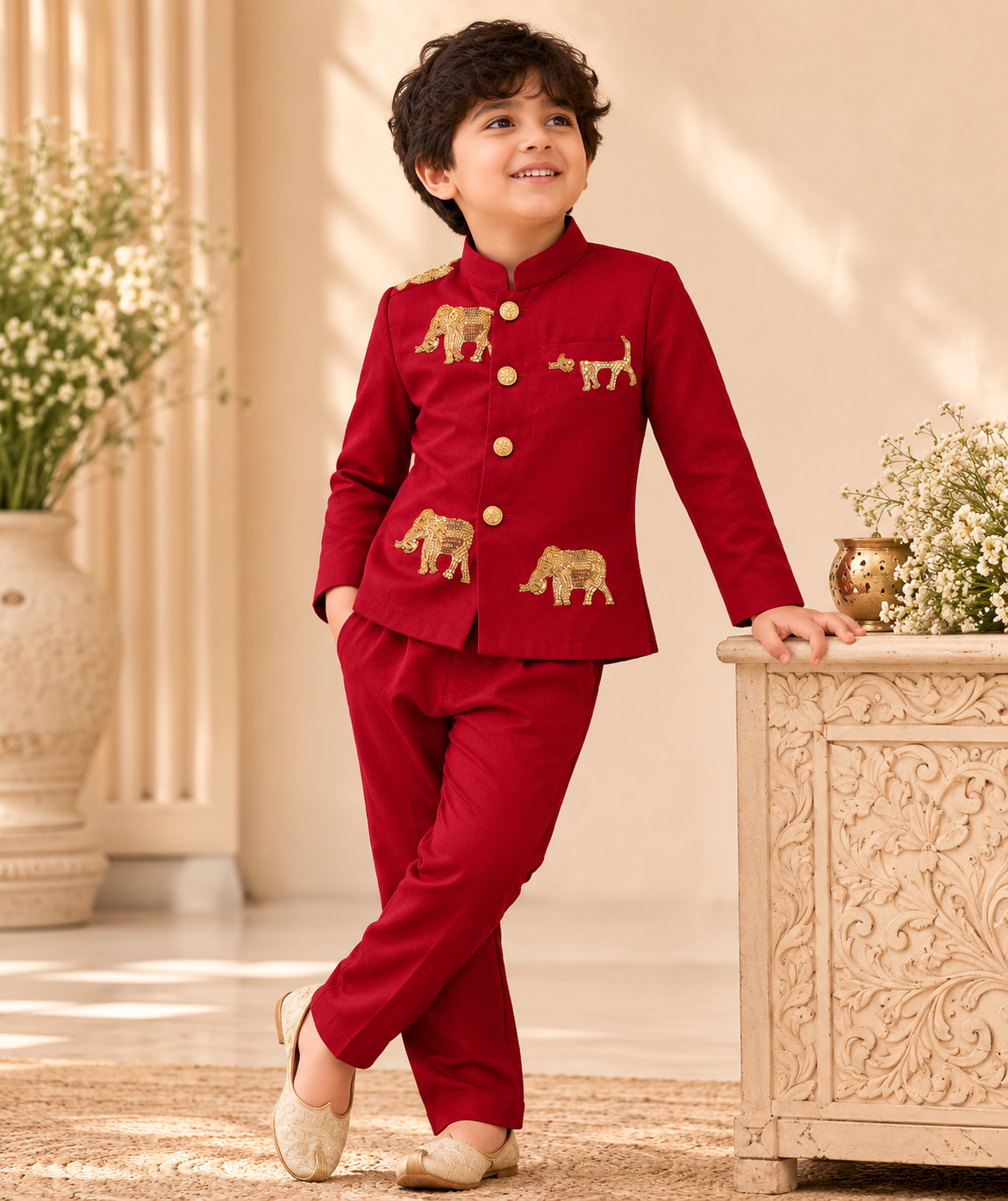 Boys Royal Elephant Jodhpuri Suit Set