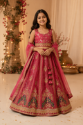 Red Peacock Embroidered Lehenga Choli Set