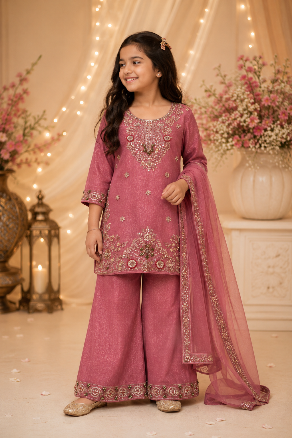 Mauve Pink Embroidered Kurta Suit