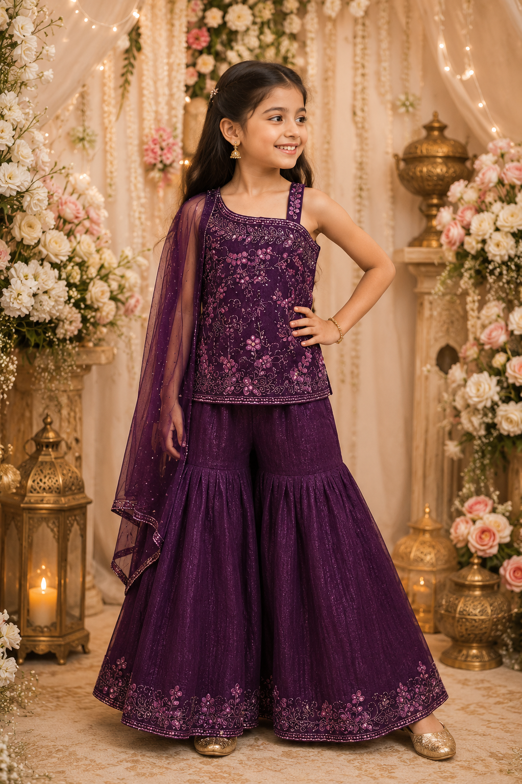 Purple Gharara Set