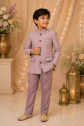 Mauve Ikat-Print Nehru Jacket Set