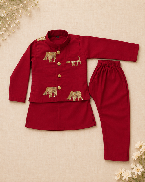 Boys Royal Elephant Jodhpuri Suit Set